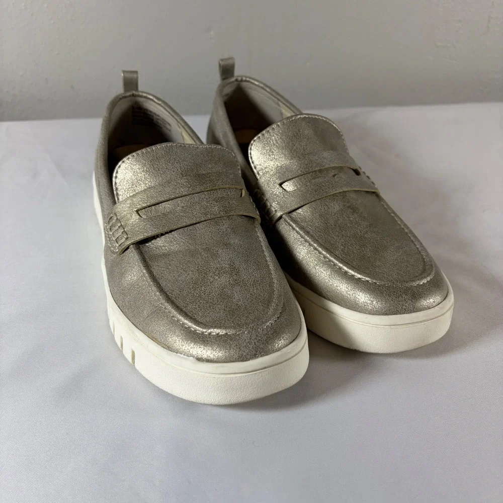 Tommy Bahama Venus Metallic Gold Penny Loafer Platform Sneakers Womens 8.5 M